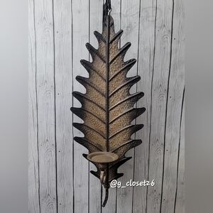 Large Leaf Design Wall Sconce in Brown and Black